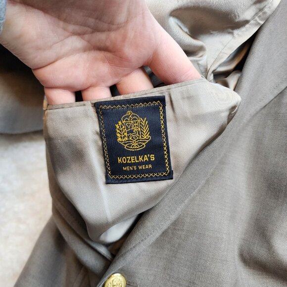 Kozelkas Mens Wear Suit Jacket Sports Coat Men 50 L Gray Gold Buttons Pockets - Picture 11 of 15